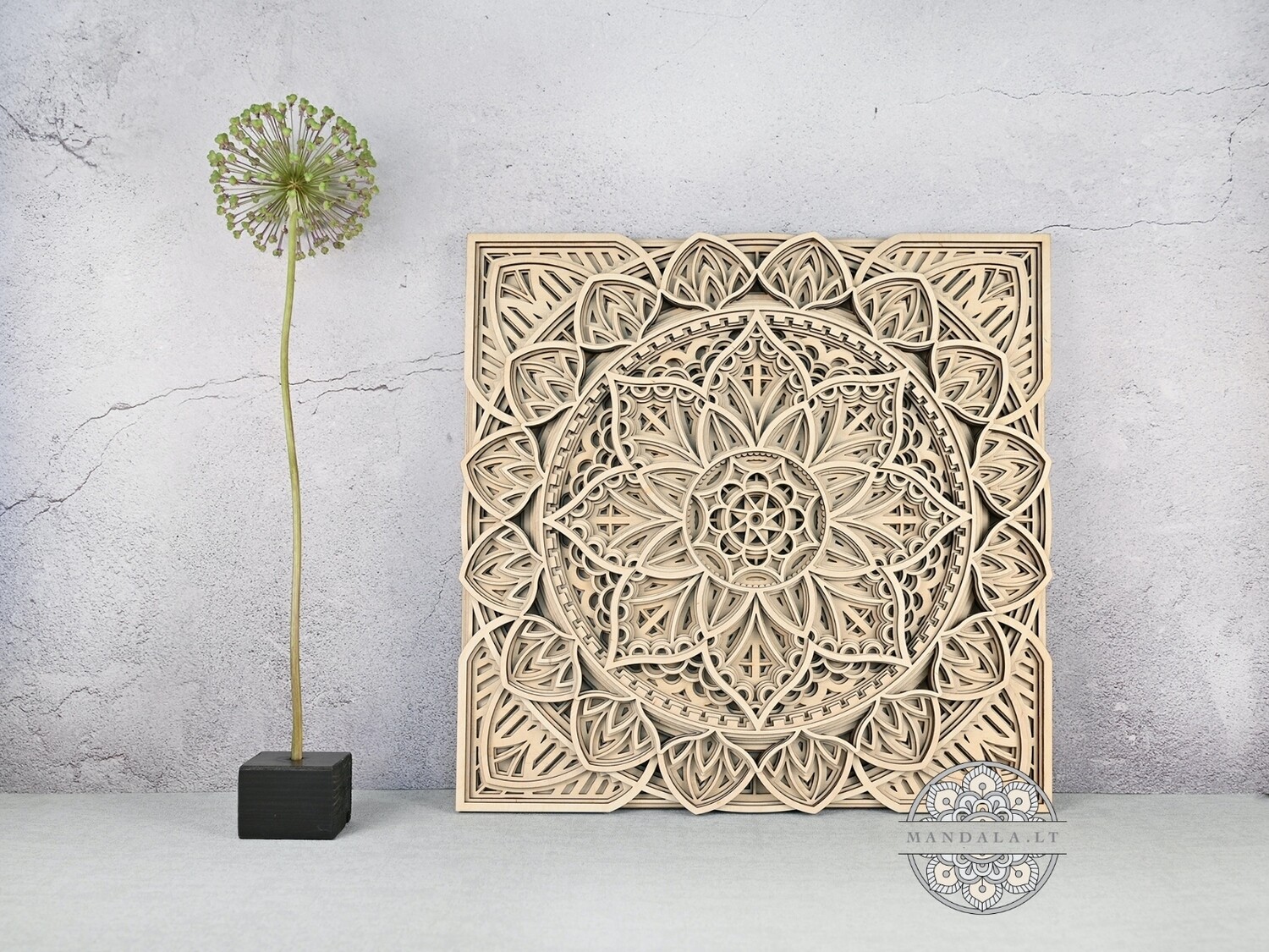 Flor mandala de madera para colgar en la pared - Mandala