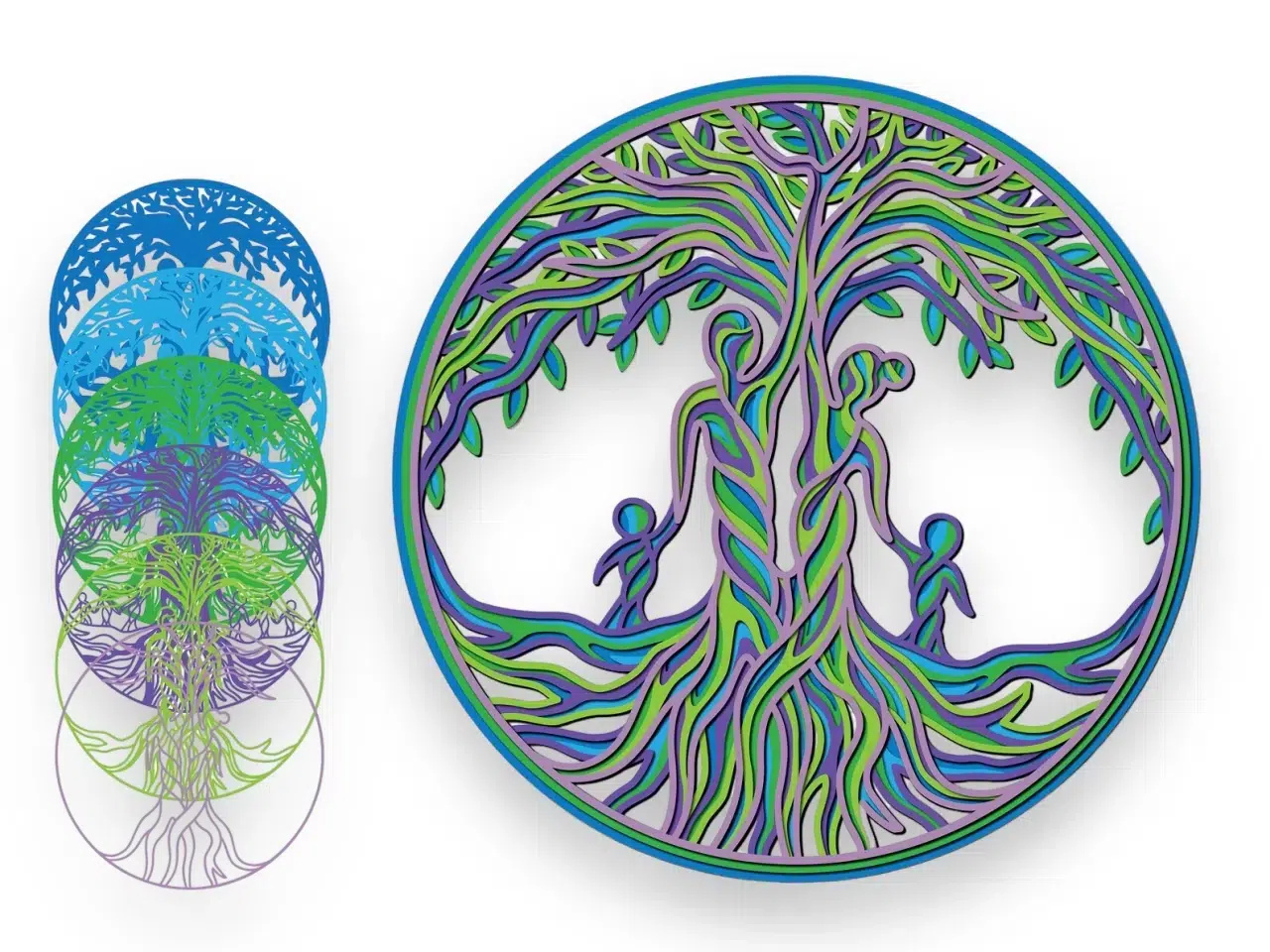 Family Tree Of Life 3D Wall Art - Mandala